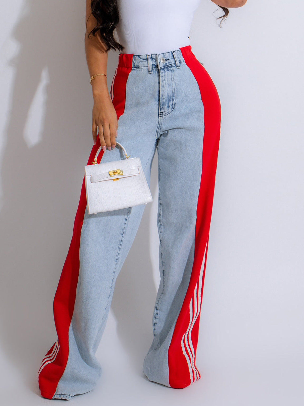 High Waist Stretchy Straight Leg Jeans