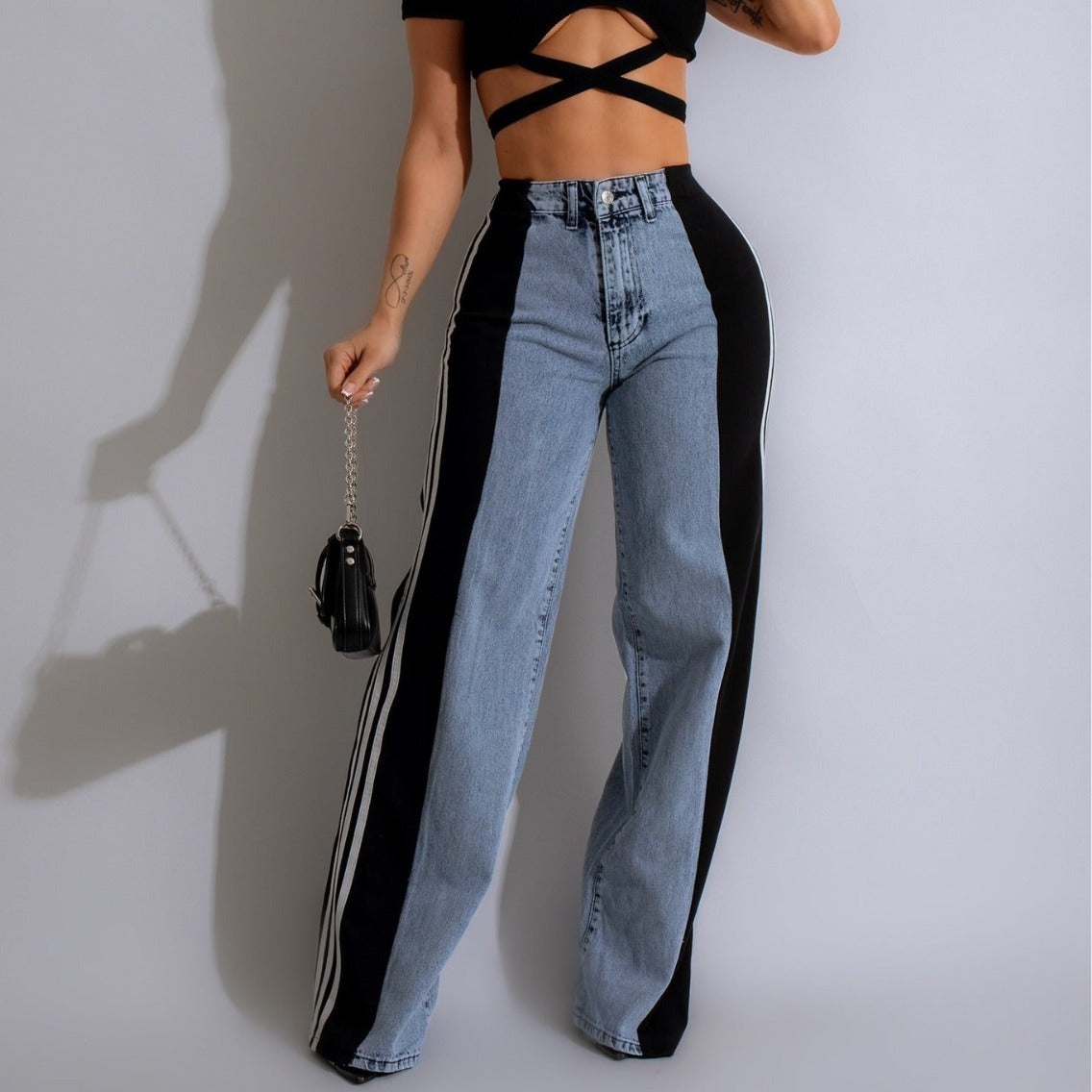 High Waist Stretchy Straight Leg Jeans