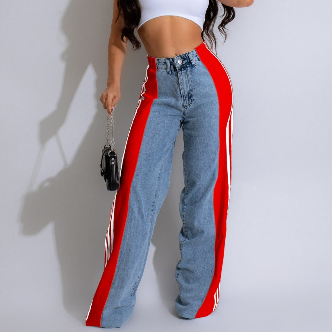 High Waist Stretchy Straight Leg Jeans