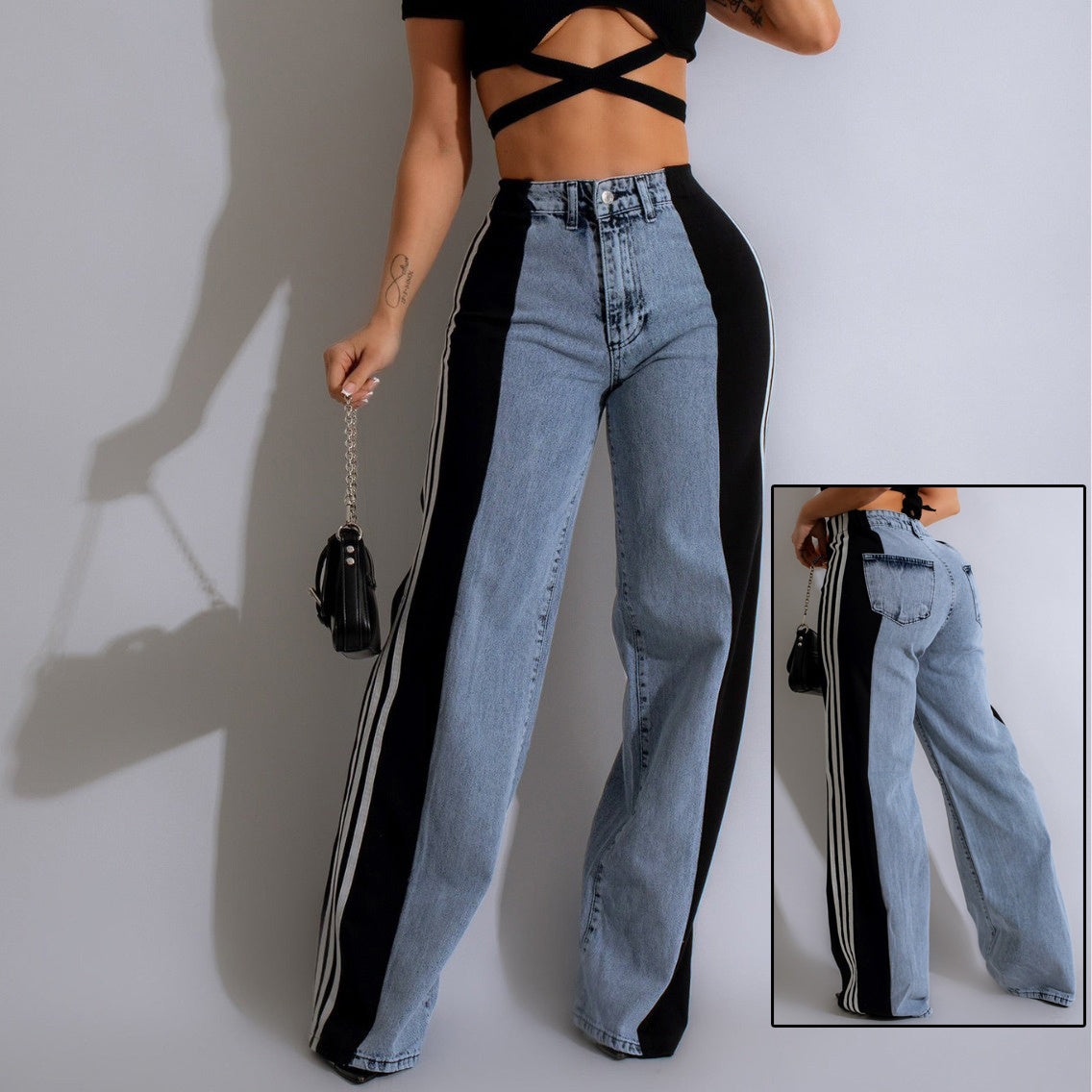 High Waist Stretchy Straight Leg Jeans